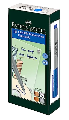 Image of Faber-Castell 10 CD /OHP MARKER PENs BLUE Pack of 3