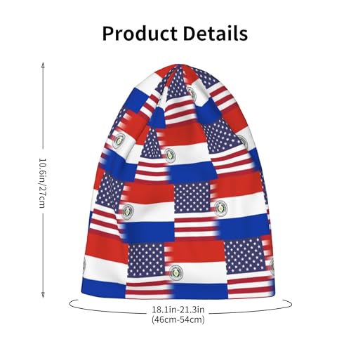 American Flag and Paraguay Flag Kids Leisure Elastic Knitted Hat Junior Large Size Knit Cap Child Beanie Black2