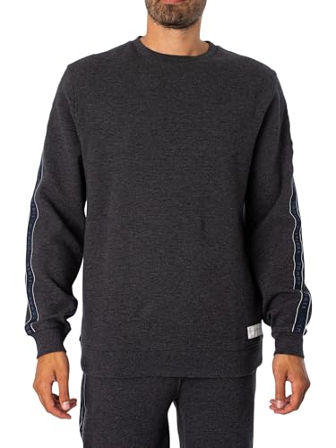 Image of Tommy Hilfiger Mens Track Top Crew Sweater Dark Grey Heather S
