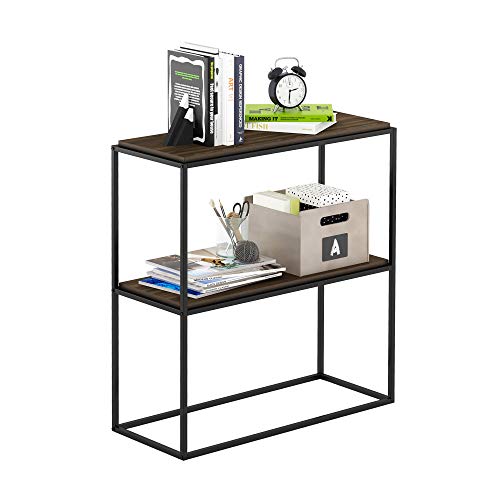 Image of Furinno Moretti Modern Wide Stackable Metal Shelf, Columbia Walnut
