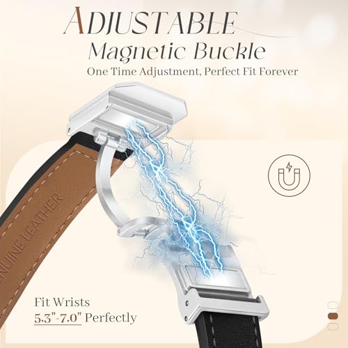 Newlibery Designer Leather Bands Women Compatible with Apple Watch 40mm 38mm 44mm 45mm 41mm 42mm 46mm 49mm Magnetic Clasp Strap for iWatch Series Ultra/SE/11/10/9/8/7/6/5/4 by Newlibery - Used condition - Image 3
