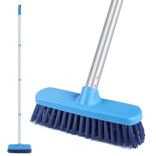 YONILL Deck Scrub Brush with Long Handle for Indoor and Outdoor Cleaning
