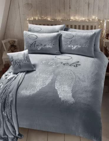 INSAFIANS Teddy Fleece Duvet Cover Angel Wings with cushion cover and throw (Pink, Cushion Cover Only)