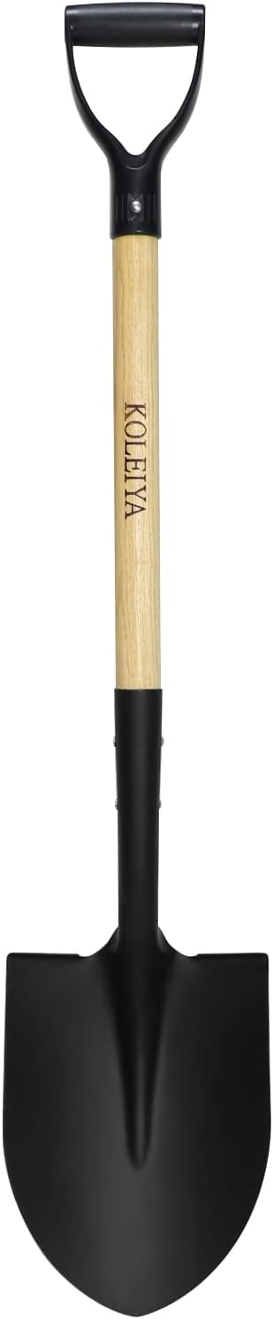 KOLEIYA 41 Inch Round Point Shovel for Digging,Heavy Duty Garden Shovel with D-Handle,Wooden Handle,Ideal for Gardening,Landscaping,Beach,and Snow Removal
