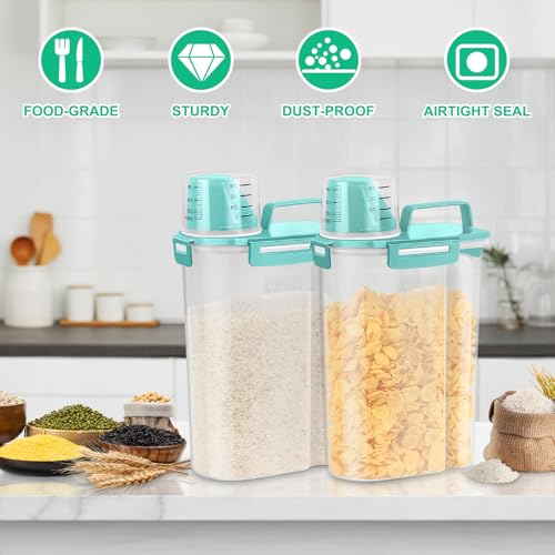 TBMax Rice Storage Container 3 to 5 Lbs - Small Pet Dog Cat Food Container Dispenser with Easy Pouring Spout & Cup, Portable Cereal Container for Small Spaces, Travel, or Daily Use -Cyan by TBMax - Used condition - Image 7