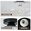Glass Semi Flush Ceiling Lights - 12 in Vintage Mid Century Modern Lighting Fixture - Black Drum Unique Art Deco Mount Light Fixtures for Hallway Entry Way Hall Kitchen Dining Laundry Room Foyer Porch #3