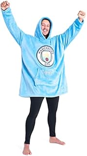 Manchester City FC Mens Hoodies, Fleece Oversized Hoodie Blanket, Football Gifts for Men Blue
