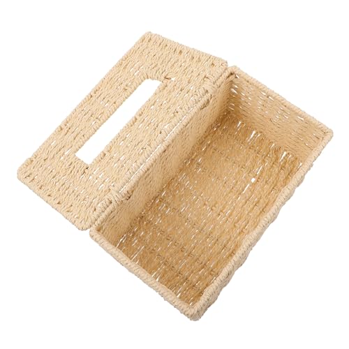 LALAFINA Boho Woven Tissue Box Cover 3.41 X 1.94 X 1.63 Inch Rope Napkin Holder for Kitchen Bathroom Living Room Desktop Organizer by LALAFINA - Used condition - CA$29.87