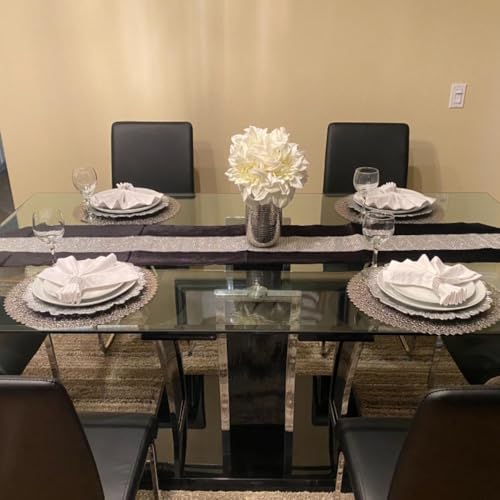 OZXCHIXU 13inch x 72inch Table Runner with Diamante Strip and Tassels(Black) by OZXCHIXU - Image 4