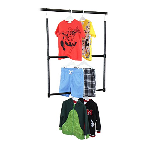 Oceanstar 2-Tier Portable Adjustable Closet Hanger Rod, 23 In, Black #TOP3