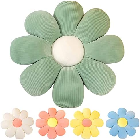 Kekeso Flower Floor Pillow Seating Cushion Daisy Flower Throw Pillow Cute Room Decor for Girls Flower Plush for Reading and Lounging Comfy Pillow (38cm/14.96inch, Green)