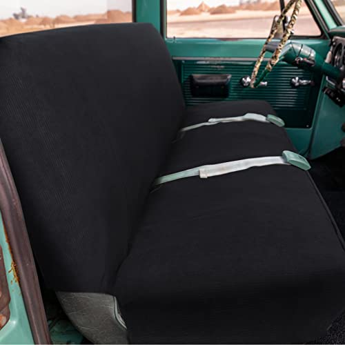 Image of Leader Accessories Bench Seat Cover for Full Size Pickup Trucks, Black | Solid Bench Seat Cover for Pickup SUVs, Heavy-Duty Woven Fabric Protect Dirt, Stains, Universal Fits Ford, Chevrolet, Dodge