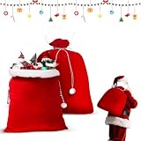 🎅【Fácil de usar】Saco de Santa mide aproximadamente 70×50 cm, con amplia capacidad para guardar varios regalos de Navidad, juguetes y dulces. La parte superior cuenta con un cordón resistente o una cinta de amarre (el modelo Santa B se ajusta con cinta, los demás con cordón), siendo a la vez bonito y práctico, asegurando un cierre firme que no se abre fácilmente.