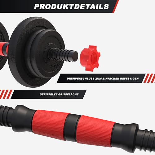 Foto von GORILLA SPORTS® Hantelset - 15kg, 20kg, 25kg, 30kg Gewichte, 2er Set, 25mm, Gusseisen, Rutschfest, 4 Sternverschlüsse - Kurzhanteln Set, Kurzhantelset, Hantelscheiben, Krafttraining