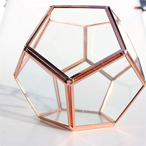 Rose Gold Geometric Terrarium Glass Planter Flower Pot Glass Planter Box Modern Tabletop Wedding Decor (No Plant) #TOP3