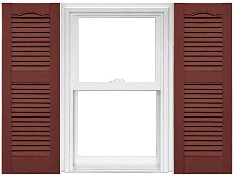 Mid America Open Louver 14.5 Inch Vinyl Shutters (1 Pair) - 14.5 x 43 Burgundy Red with Mounting Hardware