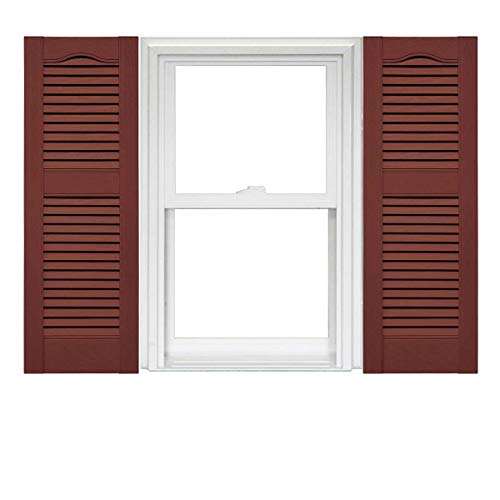Mid America Open Louver 14.5 Inch Vinyl Shutters (1 Pair) - 14.5 x 43 Burgundy Red with Mounting Hardware