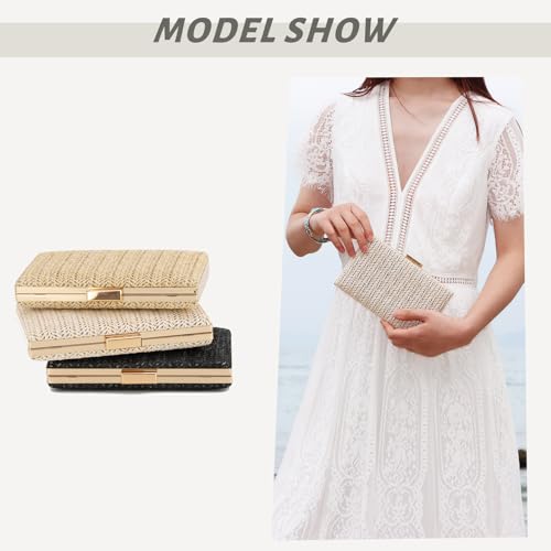 Image of GOKTOW Straw Clutch Purse Raffia Rattan Summer Woven Beach Handbags for Women Vacation Travel 2024