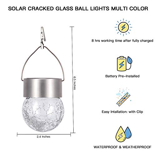 Sunwind Hanging Solar Ball Lights Outdoor - 8 Pack Auto Color Changing Cracked Glass Decorative Garden Lights Hanging Solar Lanterns For Yard, Patio, Fence, Tree, Or Holiday Decoration(Multi-Color) #TOP5