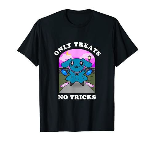 Only Treats No Tricks Cute Chibi Dog Ghost Kawaii Halloween Camiseta