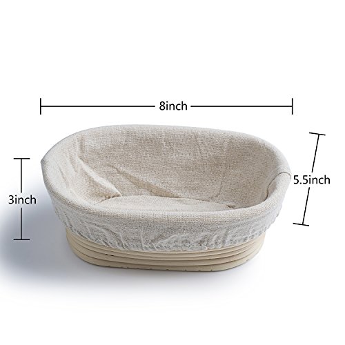 M Jingmei Banneton Proofing Basket 8" Oval Banneton Brotform For Bread And Dough [Free Brush] Proofing Rising Rattan Bowl + Free Liner (500G Dough) #TOP1