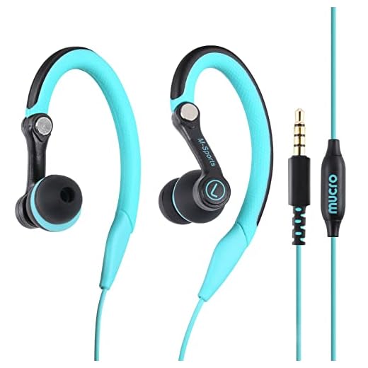 mucro Running Headphones Over Ear in Ear Sport Earbuds Earhook Wired Stereo Workout Ear Buds for Jogging Gym for iPhone iPod Samsung (Blue)