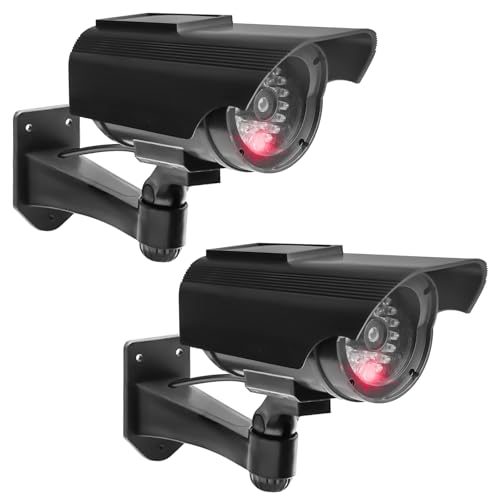 2 pezzi fotocamera finta finta operazione solare simulata sorveglianza, telecamera di sorveglianza con LED lampeggiante, fotocamera esterna per garage, cortili, porte di casa
