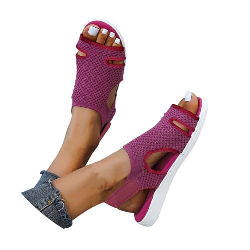 Tongs en maille pour femmes et chaussures d'été confortables à couleur pure