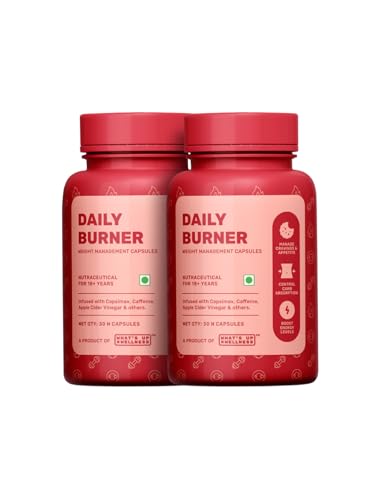 Image of What's Up Wellness Daily Burner Capsules | Weight Loss Supplement For Women & Men | Helps Manage Cravings, Calories & Carbs | Boost Metabolism | L Carnitine & ACV - Apple Cider Vinegar | 60 Capsules
