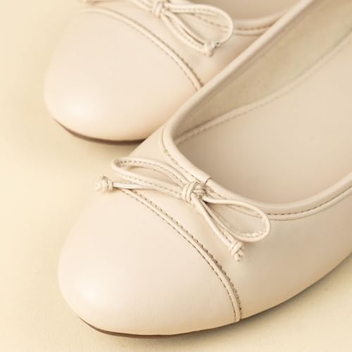 Image of Theater Swans Casual Ballet Flats for Women | Stylish Slip-on Ballerina with Bow Detail | Lightweight Comfortable Footwear with Cushioned Insole
