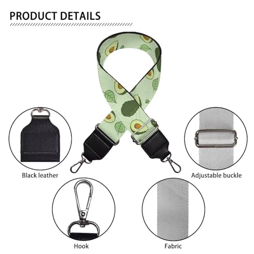 Image of GLENLCWE Adjustable Replacement Belt Avocado Print Wide Shoulder Strap Guitar Style Crossbody Bag Handbag Strap Canvas Straps