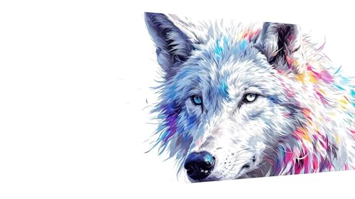 Diamond Painting Loup multicolore pour décoration murale salon et loisir créatif maison