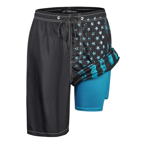 Mens Swim Trunks with Compression Liner 9