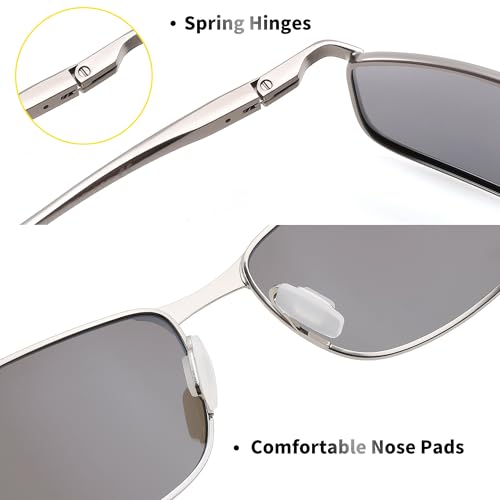 Image of FEISEDY Rectangle Polarized Square Sunglasses for Men Women B2444 | Photochromic, Night Vision, Automatically darken in sunlight, 100% UV400, Driving, Fishing, Climate Pledge Friendly