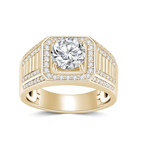 1-3CT Moissanite Rings for Men Personalized 10K/14K/18K White/Rose/Yellow Gold or Sterling Silver Solitaire Engagement Ring D Color VVS1 Clarity Round Cut Moissanite Pinky Ring2