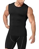 Nukuvara Black Compression Shirt Men Sleeveless Athletic Gym Tank Top Quick Dry Muscle Base Layer for Workout Running