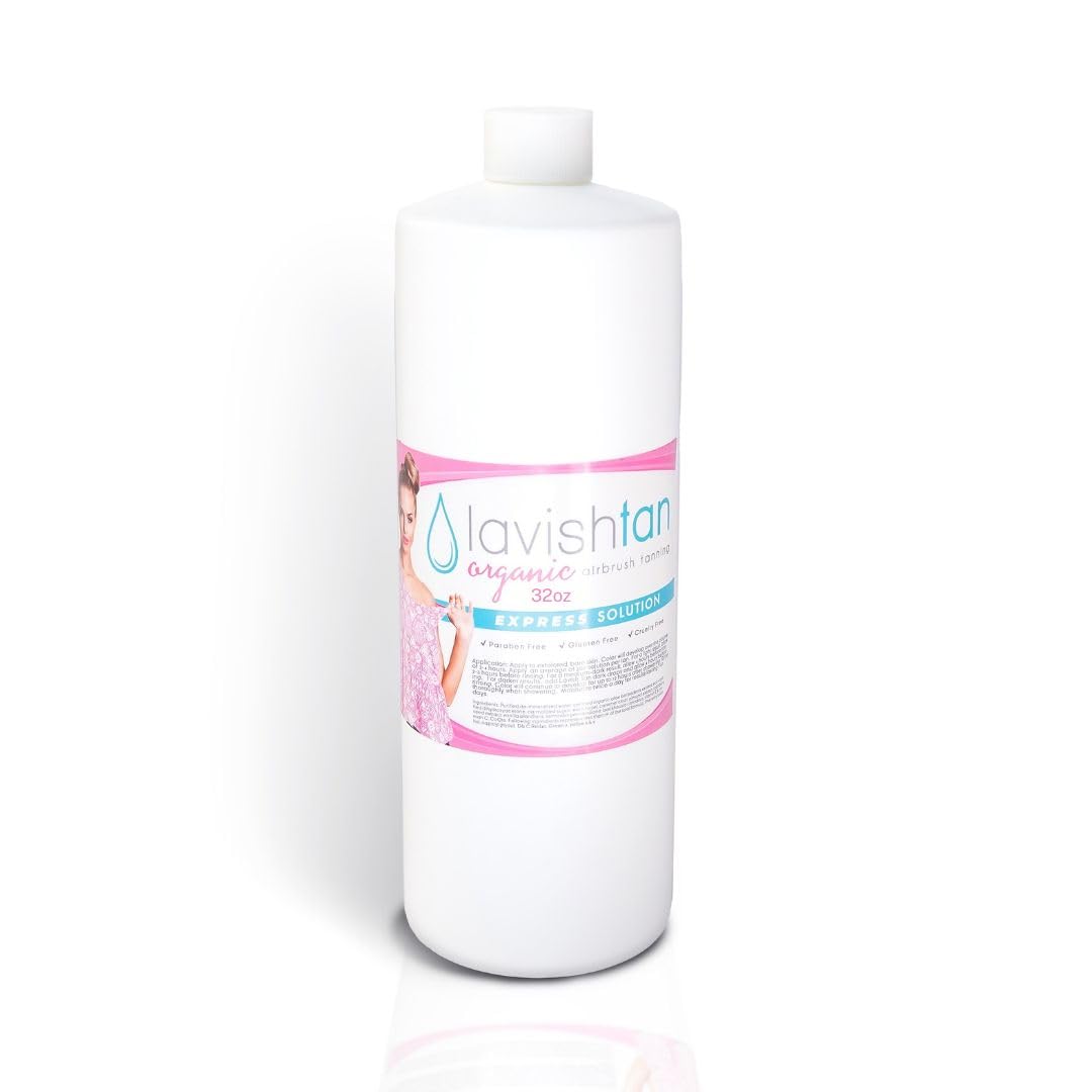 Rapid Spray Tan Solution For Sunless Organic Tanning Machines - Bronzed Customizable Natural Light, Medium or Ultra Dark Color Results. Lavish Tan is Voted #1 Spray Tan Product in U.S.A.- 32oz