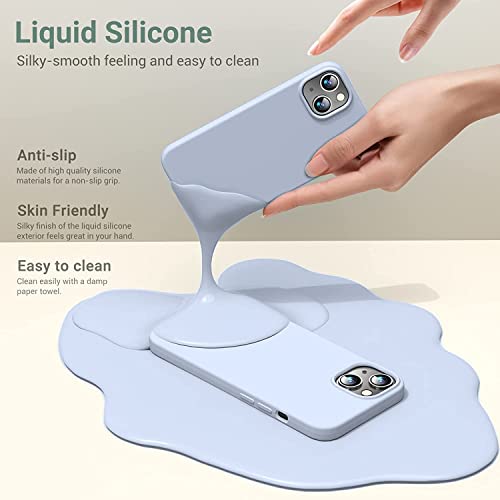 Image of DIZORO Compatible with iPhone 13 Case, Liquid Silicone Case, Full Body Protective Cover, Shockproof, Slim Phone Case, Anti-Scratch Soft Microfiber Lining, 6.1 inch - Sierra Blue
