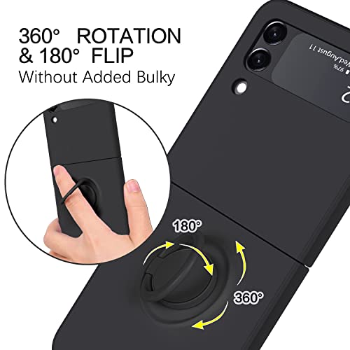 Bentoben Samsung Galaxy Z Flip 3 Case, Phone Case Samsung Z Flip3 5G, Slim Silicone Kickstand Ring Holder Shockproof Protetive Bumper Girls Women Boys Men Cover, Black #TOP3