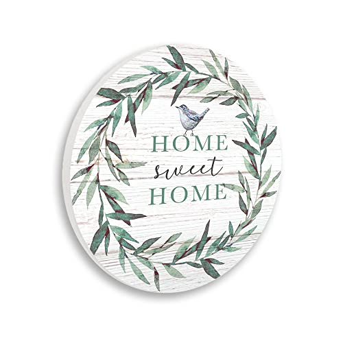 'Home Sweet Home Sentiment Green Fern Wreath'| Wall Plaque Art