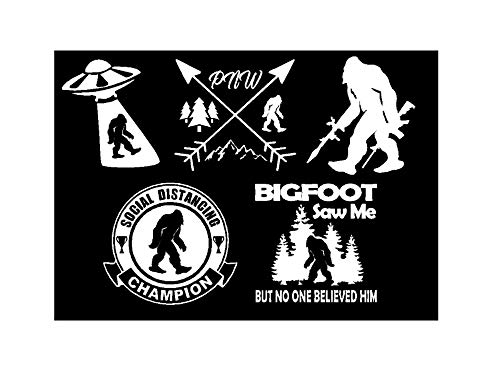 BERRYZILLA Style2 Bigfoot Pack of 5 Decal Sasquatch Yettie Funny for Car Truck Van SUV Window Wall Cup Laptop Window