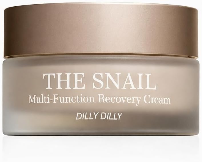 DillyDilly Korean Skincare All in One The Snail Multi-Function Recovery Cream, Face Moisturizer with Snail Mucin Extract, Anti-Wrinkles, Acne Scars and Dark Spots Treatment, Made in Korea, 100g
