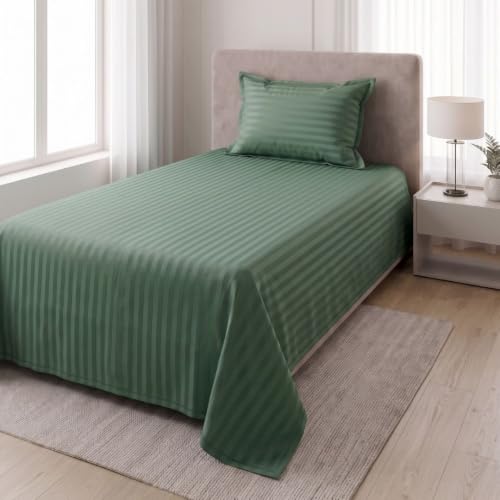 Image of Living Roots Glace Cotton 180 TC Single Bedsheet Set with 2 Single Bedsheets & 2 Pillow Covers|60 x 90 Inches |Soft, Breathable & Durable |Fits Mattress up to 4 Inches |No Colour Bleeding (Sage Green)
