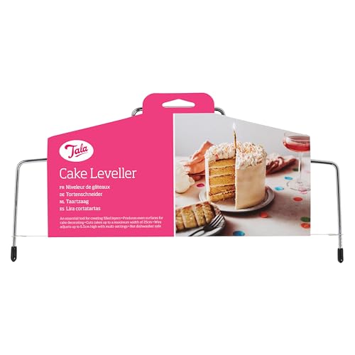 Tala Adjustable Cake Leveller, Stainless Steel Wire Cutter for Even Cake Layers, Multi-Height Settings for Cakes up to 25cm Wide, Perfect for Leveling & Decorating Sponges