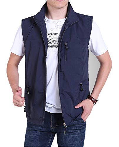 Image of Hixiaohe Mens Lightweight Vest Outerwear Casual Summer Outdoor Travel Vest for Hiking Fishing Golf Photo Work with Pockets