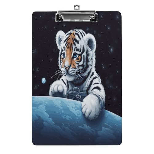 Little Tiger in Space �N���b�v�{�[�h �J���t���ŏ�v�ȃA�N�����N���b�v�{�[�h �����N���b�v�{�[�h ���^���N���b�v�t�� ���킢���v���X�`�b�N�N���b�v�{�[�h A4 �i�[�X�I�t�B�X�p(�W���T�C�Y 8.5�C���` x 12.5�C���`)
