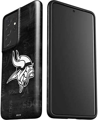 Skinit Pro Phone Case Compatible with Samsung Galaxy S21 Ultra 5G - Officially Licensed NFL Minnesota Vikings Black & White Design
