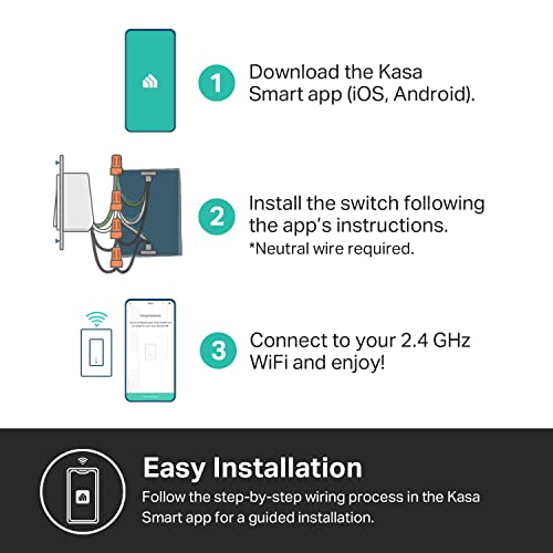 Kasa Smart Kasa Apple HomeKit Smart Light Switch KS200P3, Single Pole, Neutral Wire Required, 2.4GHz Wi-Fi Light Switch Works with Siri, Alexa & Google Home,UL Certified, No Hub Required,White, 3-Pack by Kasa Smart - Image 5