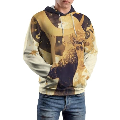 Sweatshirt lune étoile manches longues coupe pullover unisexe taille S