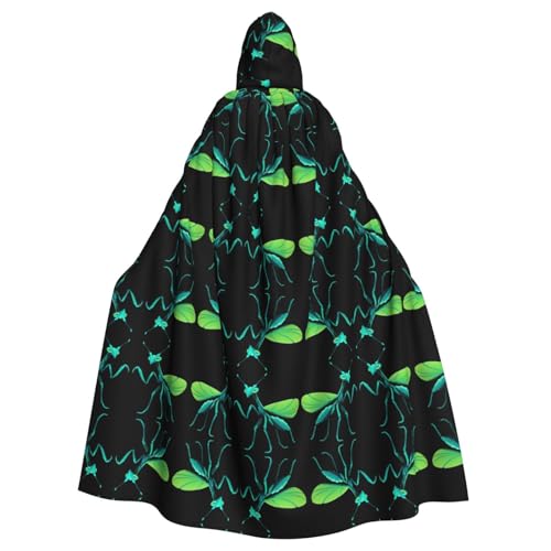 WZYCWB Capa con capucha estampada Mantis que brilla en la oscuridad adecuada para bailes de máscaras, fiestas de Halloween y cosplay